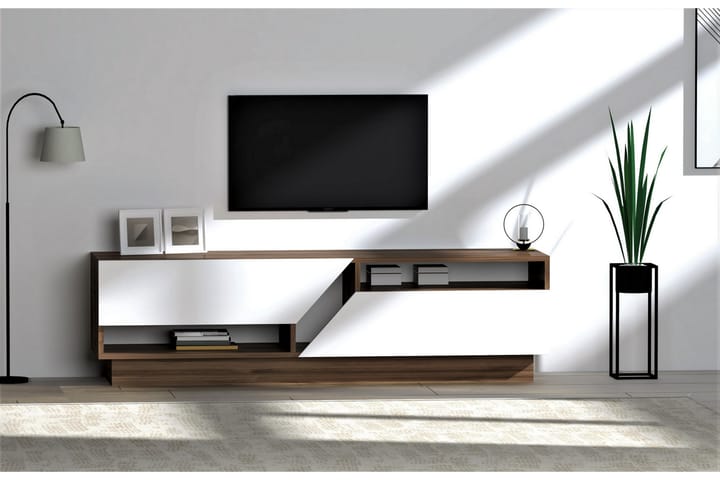 KARDIA Tv-bänk 160 cm Mörkbrun/Vit - Möbler - Vardagsrum - Tv-möbler & mediamöbler - Tv-bänkar