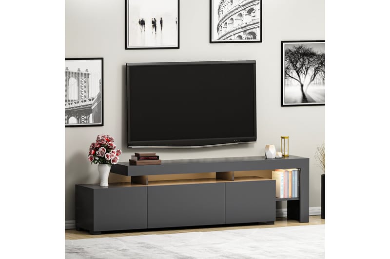 KUZOVO Tv-bänk 192 cm Antracit - Möbler - Vardagsrum - Tv-möbler & mediamöbler - Tv-bänkar