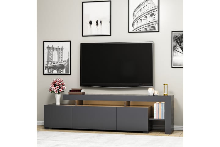 KUZOVO Tv-bänk 192 cm Antracit - Möbler - Vardagsrum - Tv-möbler & mediamöbler - Tv-bänkar