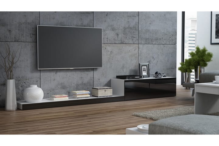 LIFEAZ Tv-bänk 300x42x35 cm Vit/Svart Högglans - Möbler - Vardagsrum - Tv-möbler & mediamöbler - Tv-bänkar