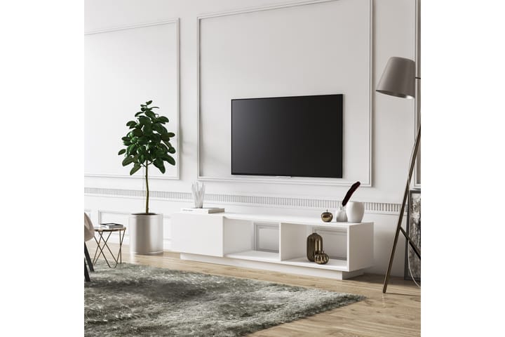 LIGIAS Tv-bänk 180 cm Vit - Vit - Möbler - Vardagsrum - Tv-möbler & mediamöbler - Tv-bänkar