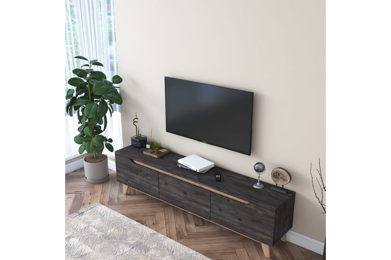 LYCHESTER Tv-bänk 180x35 cm Brun/Svart - Möbler - Vardagsrum - Tv-möbler & mediamöbler - Tv-bänkar