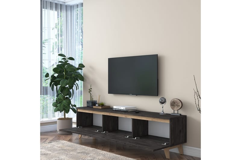 LYCHESTER Tv-bänk 180x35 cm Brun/Svart - Möbler - Vardagsrum - Tv-möbler & mediamöbler - Tv-bänkar