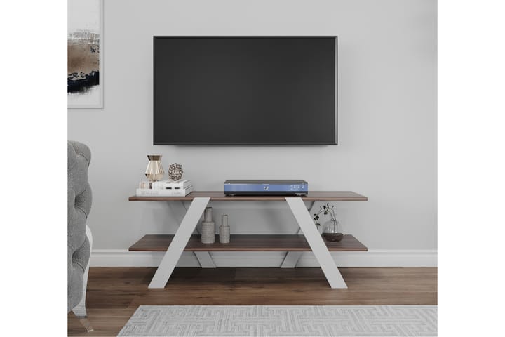 MARGRETELUND TV-bänk 120 cm Vit - Vit/Brun - Möbler - Vardagsrum - Tv-möbler & mediamöbler - Tv-bänkar