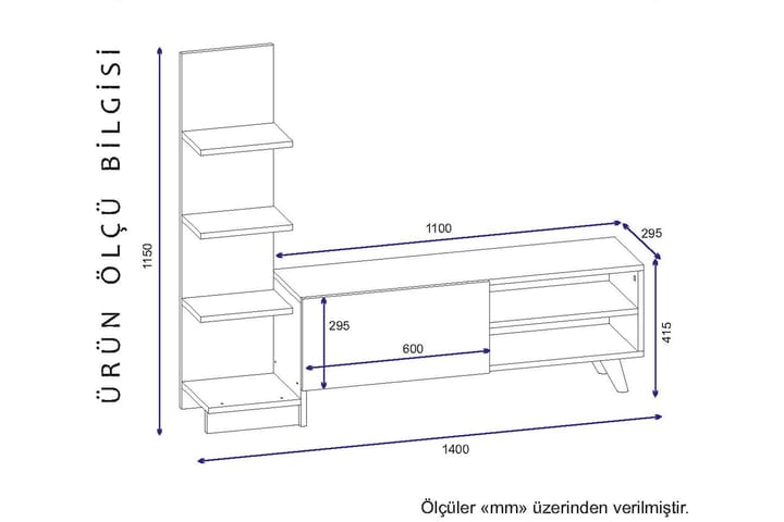 MARJORIE Tv-bänk 140 cm med Bokhylla Vit - Vit - Möbler - Vardagsrum - Tv-möbler & mediamöbler - Tv-bänkar