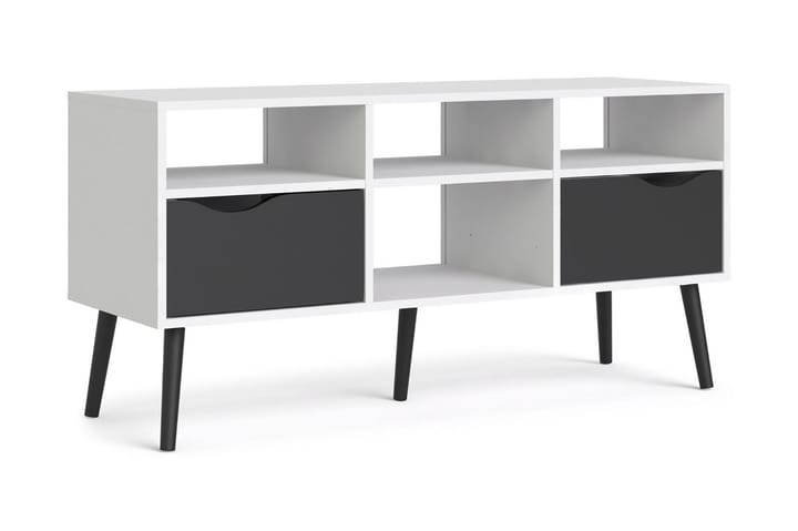 ORINO TV-bänk 117 Stor 2 Lådor Vit/Svart - Möbler - Vardagsrum - Tv-möbler & mediamöbler - Tv-bänkar