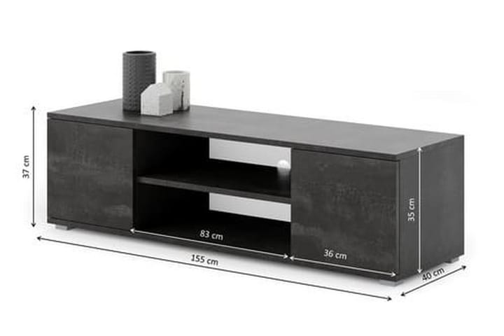 PETRES Tv-bänk 155 cm med 2 Dörrar Ljusgrå/Betonggrå/Silver - Möbler - Vardagsrum - Tv-möbler & mediamöbler - Tv-bänkar