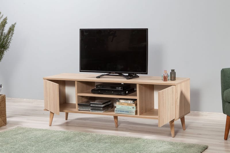 PETRONILA Tv-bänk 140 cm Trä - Ljusbrun - Möbler - Vardagsrum - Tv-möbler & mediamöbler - Tv-bänkar
