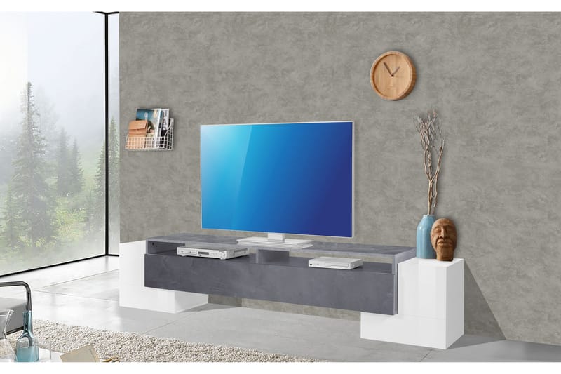PILASSA Tv-bänk 210 cm Vit/Svart - Möbler - Vardagsrum - Tv-möbler & mediamöbler - Tv-bänkar