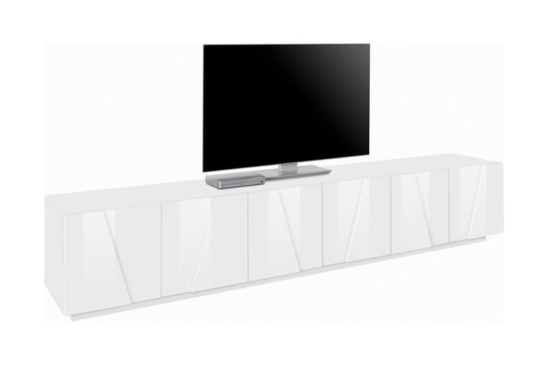 PINGON Tv-bänk 244 cm 6 Dörrar Vit Högglans - Möbler - Vardagsrum - Tv-möbler & mediamöbler - Tv-bänkar