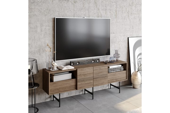 PIYALE Tv-bänk 180 cm Mörkbrun/Svart - Möbler - Vardagsrum - Tv-möbler & mediamöbler - Tv-bänkar