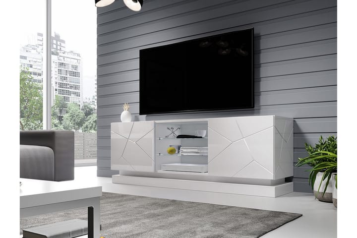 QUINSON TV-bänk 40x160 cm Vit/Högglans - Vit/Högglans - Möbler - Vardagsrum - Tv-möbler & mediamöbler - Tv-bänkar