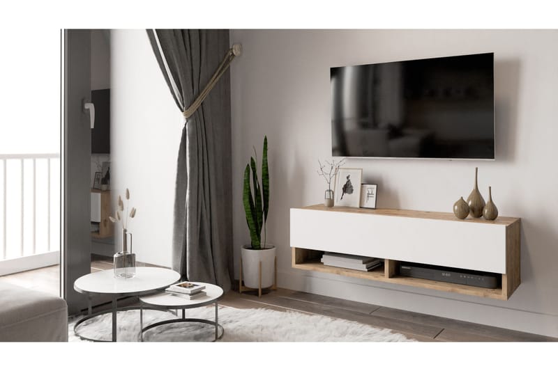 ROLAN Tv-bänk 100 cm Natur/Vit - Möbler - Vardagsrum - Tv-möbler & mediamöbler - Tv-bänkar