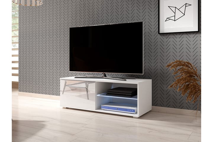 SCHOEFF Tv-bänk 36x40x100  cm Blå LED Vit - Möbler - Vardagsrum - Tv-möbler & mediamöbler - Tv-bänkar