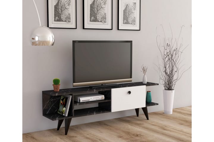 SEMAR Tv-bänk 120 cm Svart/Vit - Möbler - Vardagsrum - Tv-möbler & mediamöbler - Tv-bänkar