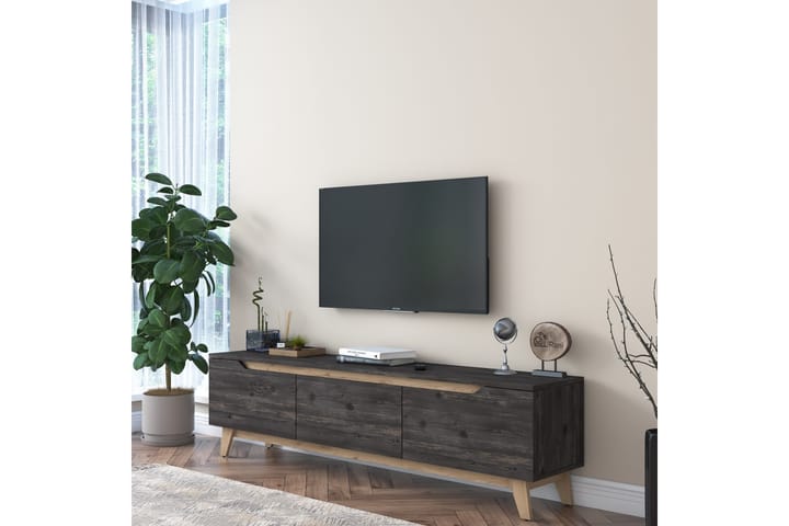 STIMMERBO TV-Bänk 180 cm Svart/Brun - Möbler - Vardagsrum - Tv-möbler & mediamöbler - Tv-bänkar