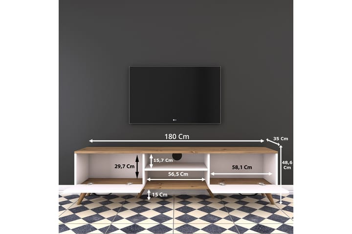 STIMMERBO TV-Bänk 180 cm Vit/Brun - Möbler - Vardagsrum - Tv-möbler & mediamöbler - Tv-bänkar