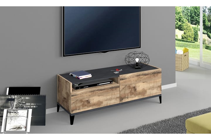 SUNAM Tv-bänk 120 cm Antracit/Brun - Möbler - Vardagsrum - Tv-möbler & mediamöbler - Tv-bänkar