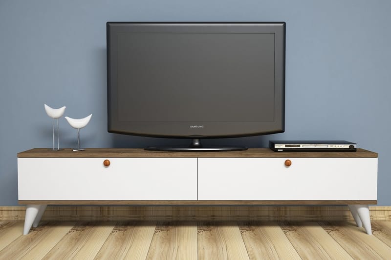 TALERYD TV-Bänk 160 cm Vit/Brun - Möbler - Vardagsrum - Tv-möbler & mediamöbler - Tv-bänkar
