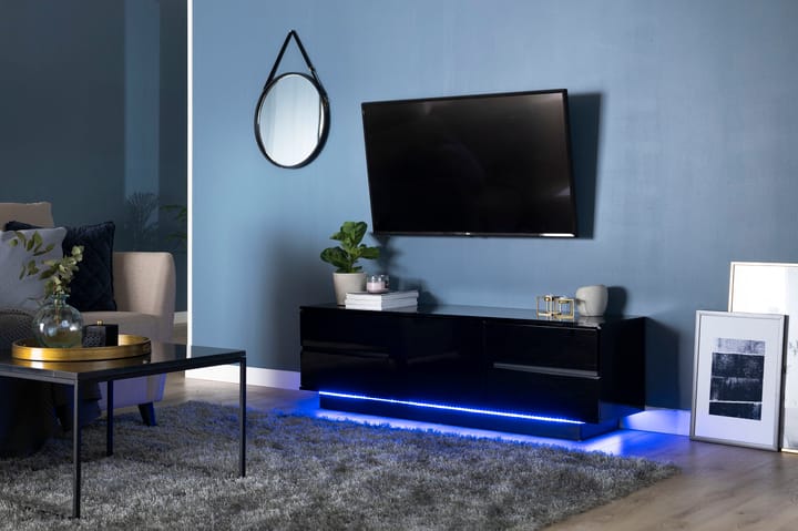 TOLSBY Tv-Bänk 158 cm med LED-Belysning Svart - Möbler - Vardagsrum - Tv-möbler & mediamöbler - Tv-bänkar