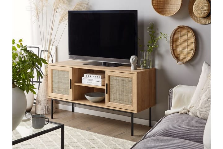 TV-bänk 120 cm rotting ljusbrun PASCO - Trä/natur - Möbler - Vardagsrum - Tv-möbler & mediamöbler - Tv-bänkar