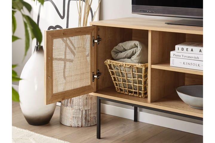 TV-bänk 120 cm rotting ljusbrun PASCO - Trä/natur - Möbler - Vardagsrum - Tv-möbler & mediamöbler - Tv-bänkar