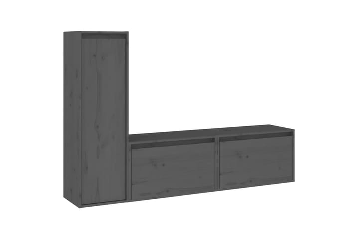 Tv-bänk 3 st grå massiv furu - Grå - Möbler - Vardagsrum - Tv-möbler & mediamöbler - Tv-bänkar