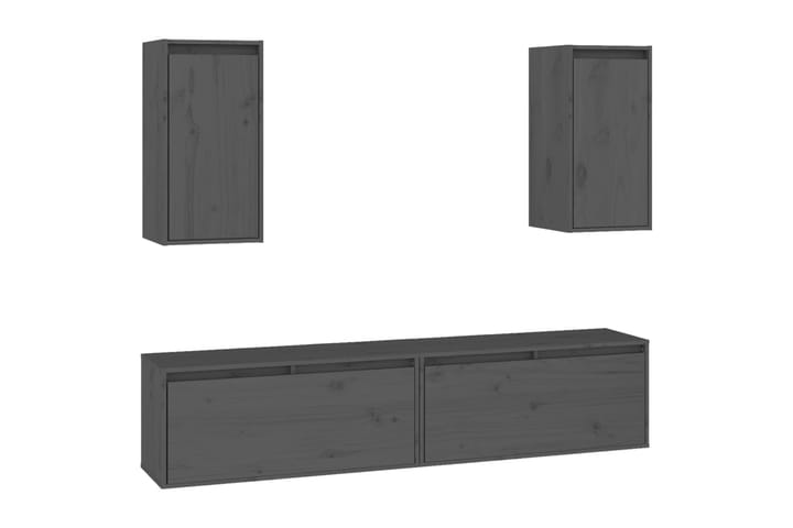 Tv-bänk 4 st grå massiv furu - Grå - Möbler - Vardagsrum - Tv-möbler & mediamöbler - Tv-bänkar