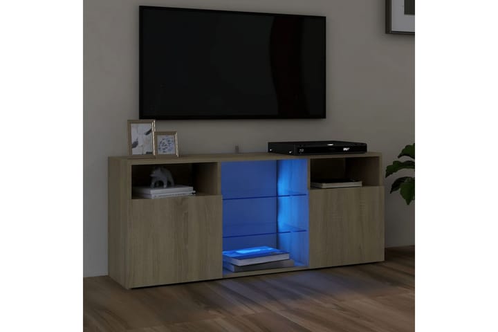 TV-bänk med LED-belysning sonoma-ek 120x30x50 cm - Brun - Möbler - Vardagsrum - Tv-möbler & mediamöbler - Tv-bänkar