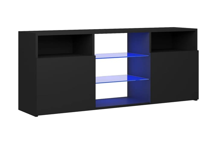 TV-bänk med LED-belysning svart 120x30x50 cm