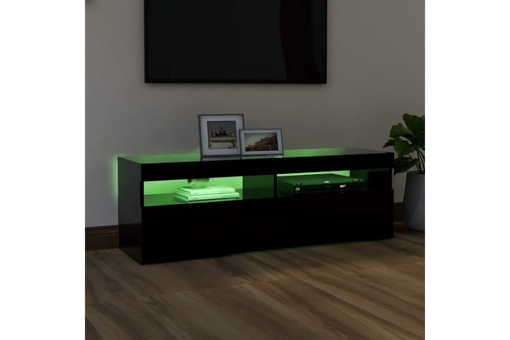 TV-bänk med LED-belysning svart 120x35x40 cm - Svart - Möbler - Vardagsrum - Tv-möbler & mediamöbler - Tv-bänkar