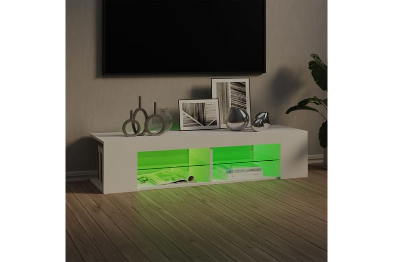 TV-bänk med LED-belysning vit 135x39x30 cm - Vit - Möbler - Vardagsrum - Tv-möbler & mediamöbler - Tv-bänkar