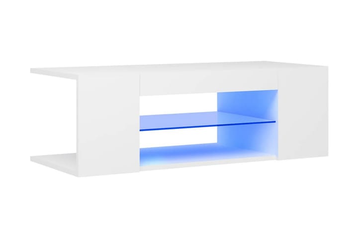 TV-bänk med LED-belysning vit 90x39x30 cm