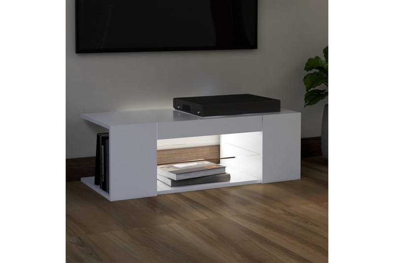 TV-bänk med LED-belysning vit 90x39x30 cm - Vit - Möbler - Vardagsrum - Tv-möbler & mediamöbler - Tv-bänkar