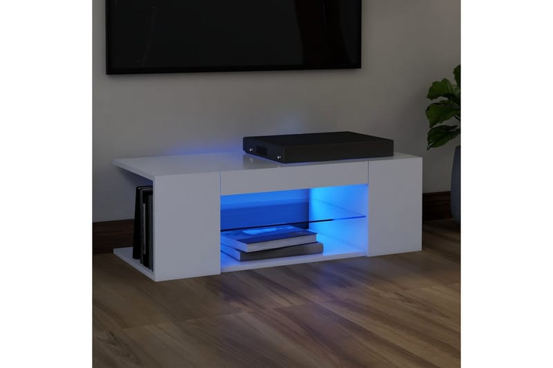 TV-bänk med LED-belysning vit 90x39x30 cm - Vit - Möbler - Vardagsrum - Tv-möbler & mediamöbler - Tv-bänkar