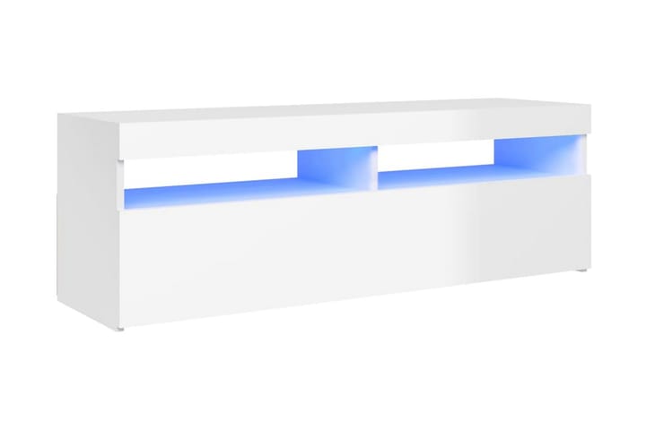TV-bänk med LED-belysning vit högglans 120x35x40 cm