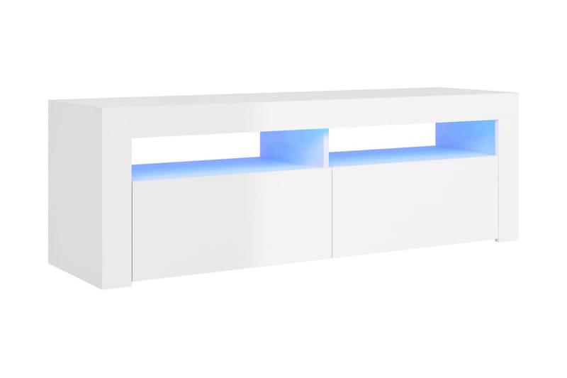 TV-bänk med LED-belysning vit högglans 120x35x40 cm - Vit - Möbler - Vardagsrum - Tv-möbler & mediamöbler - Tv-bänkar