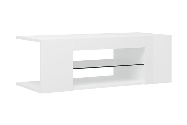 TV-bänk med LED-belysning vit högglans 90x39x30 cm
