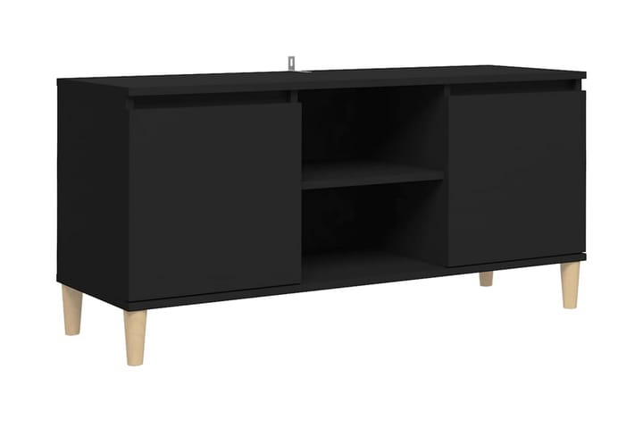 TV-bänk med massiva ben svart 103,5x35x50 cm