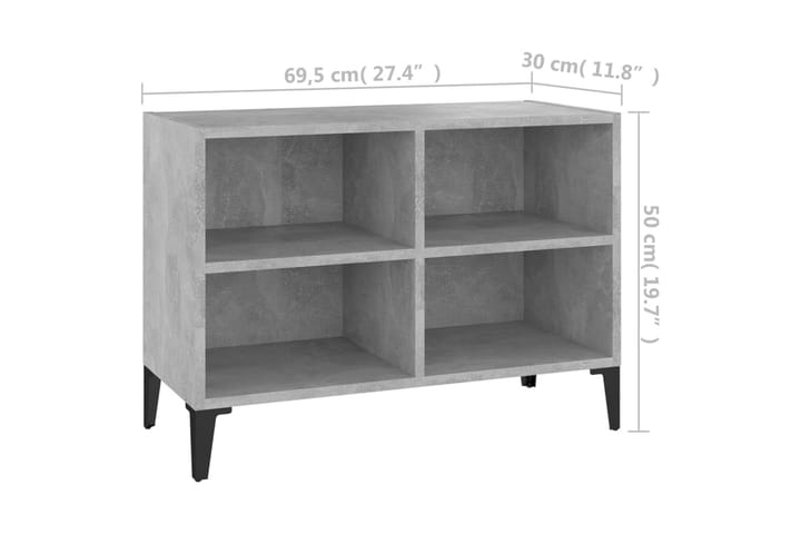 TV-bänk med metallben betonggrå 69,5x30x50 cm - Grå - Möbler - Vardagsrum - Tv-möbler & mediamöbler - Tv-bänkar