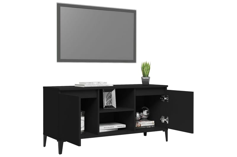 TV-bänk med metallben svart 103,5x35x50 cm - Svart - Möbler - Vardagsrum - Tv-möbler & mediamöbler - Tv-bänkar
