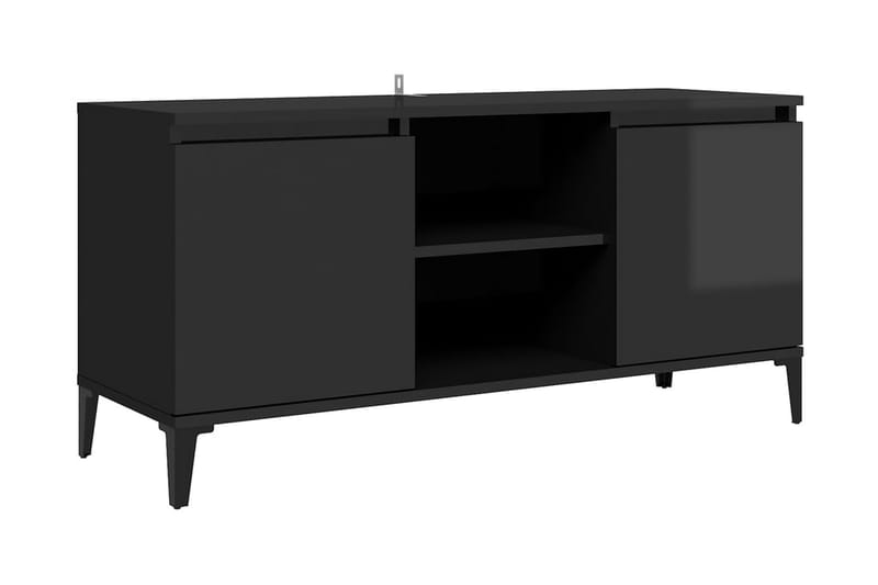 TV-bänk med metallben svart högglans 103,5x35x50 cm
