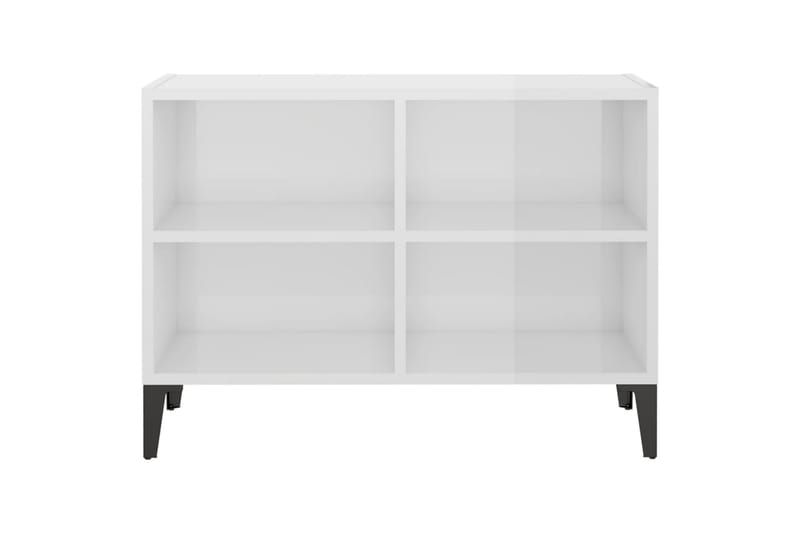 TV-bänk med metallben vit högglans 69,5x30x50 cm - Vit - Möbler - Sovrum - Sängbord