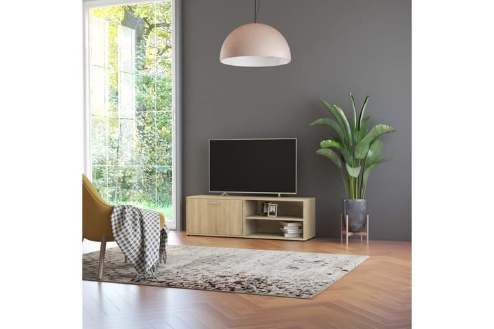 TV-bänk sonoma-ek 120x34x37 cm spånskiva - Brun - Möbler - Vardagsrum - Tv-möbler & mediamöbler - Tv-bänkar
