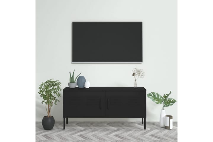 Tv-bänk svart 105x35x50 cm stål - Svart - Möbler - Vardagsrum - Tv-möbler & mediamöbler - Tv-bänkar