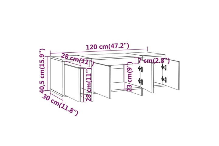 Tv-bänk vit högglans 120x30x40,5 cm spånskiva - Vit - Möbler - Vardagsrum - Tv-möbler & mediamöbler - Tv-bänkar