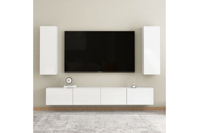 TV-skåp vit högglans 30,5x30x90 cm spånskiva - Vit - Möbler - Vardagsrum - Tv-möbler & mediamöbler - Tv-bänkar
