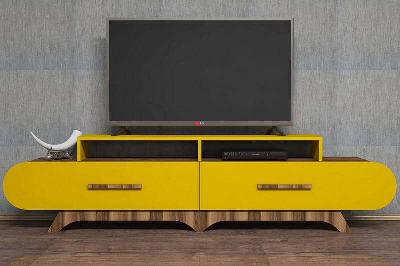 VARRED TV-Bänk 205 cm Brun/Gul - Möbler - Vardagsrum - Tv-möbler & mediamöbler - Tv-bänkar