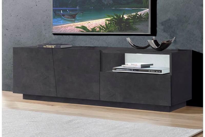VEGENA Tv-bänk 150 cm 2 Dörrar + Låda Antracit - Möbler - Vardagsrum - Tv-möbler & mediamöbler - Tv-bänkar