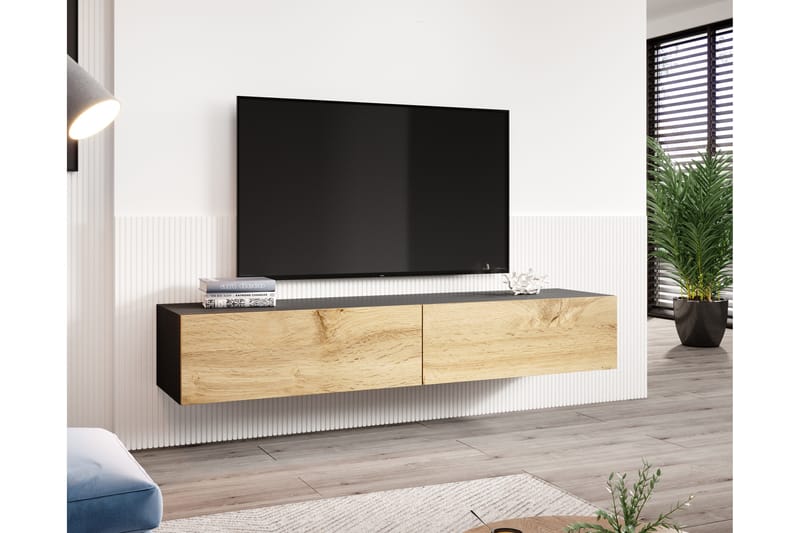 VIGNALE Tv-bänk 180x40x30 cm Svart/Ekfärg